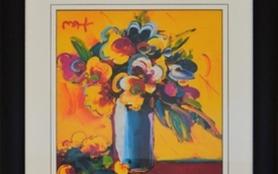 PETER MAX GICLEE OF FLORAL BOUQUET IN VASE, signed