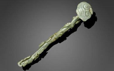A pale celadon jade 'Lingzhi' ruyi scepter