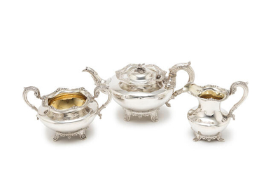 A William IV / Victorian three-piece silver tea service
