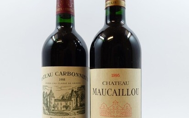 6 bouteilles 4 bts : CHÂTEAU CARBONNIEUX 1998 CC Pessac Léognan (étiquettes fanées)