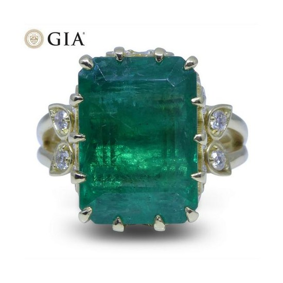 9.54 ct GIA Certified Emerald 18kt Gold Diamond Ring