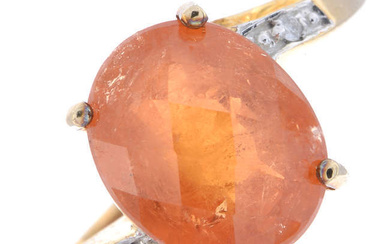 9ct gold fire opal & diamond ring