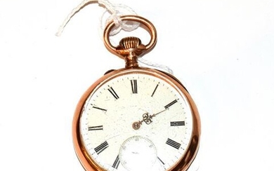 A 14K open faced pocket watch, with subsidiary dial, engraved...