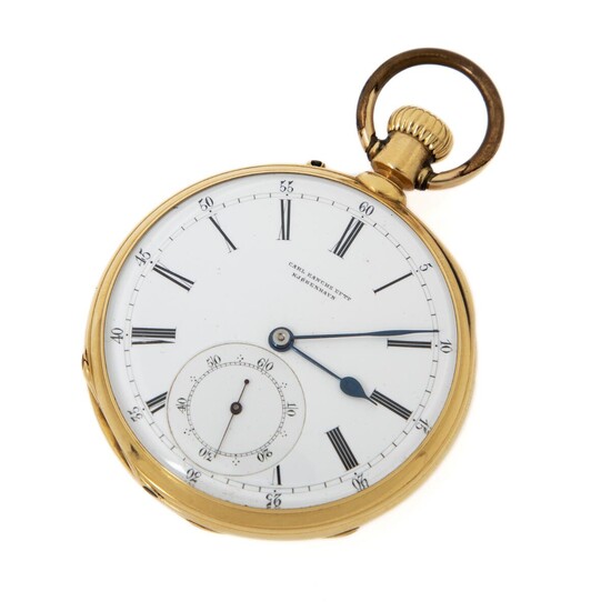 SOLD. A 18k gold open-face and pin-set pocket watch, signed Carl Ranchs Eftf. Kjøbenhavn. Vægt i alt 90 g. Kassediam. 46 mm. – Bruun Rasmussen Auctioneers of Fine Art