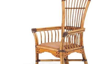 A 19th century Napoleon III cane and bamboo armchair.