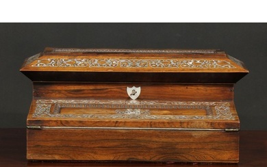 A 19th century rosewood and mother of pearl inlaid writing b...