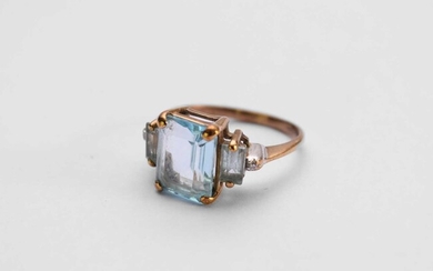 A 9ct gold blue topaz ring