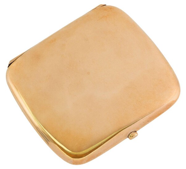 A 9ct gold cigarette case, of rounded rectangular form, Birmingham hallmarks for 1912, dimensions 7.5 x 8.5cm, approximate gross weight 72g.