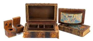 A Book Form Desk Set including 2 inkwells and
