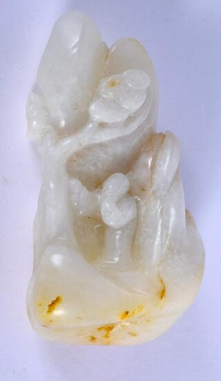 A CHINESE CARVED MUTTON WHITE JADE MOUNTAIN GROUP 20th