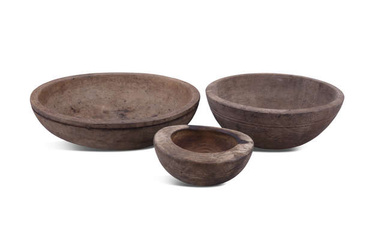 A COLLECTION OF THREE IRISH SYCAMORE BOWLS, the smallest...