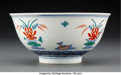 A Chinese Doucai Mandarin Duck Bowl (Qing Dynasty, Jiaqing Period)