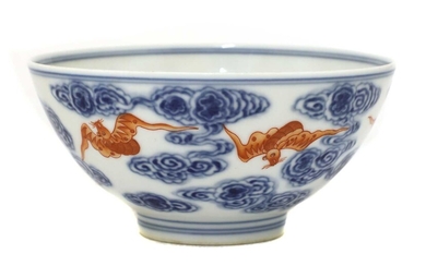 A Chinese iron-red and blue bowl
