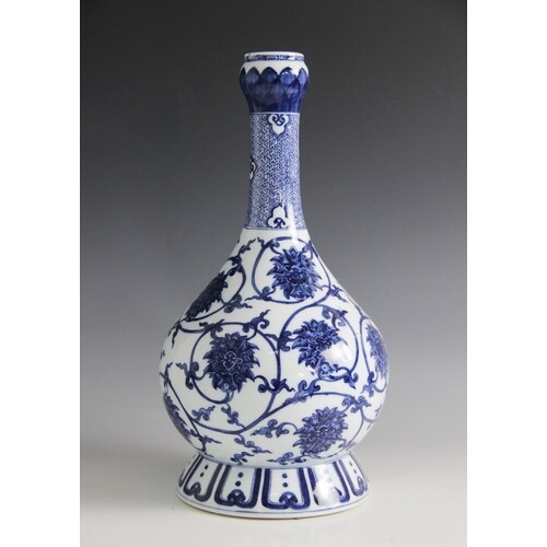 A Chinese porcelain blue and white bottle vase, Jiajing mark...
