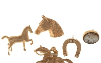 A Collection of Equestrian Themed Jewelry in 14K
