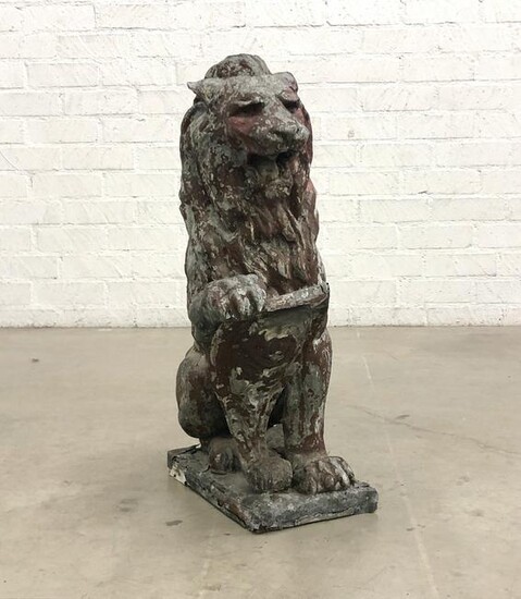 A Continental zinc model of a seated lion