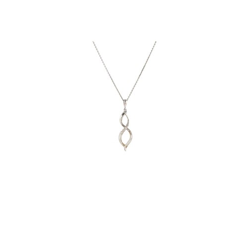 A DIAMOND SET PENDANT, of shaped form, in 9ct white gold, on...