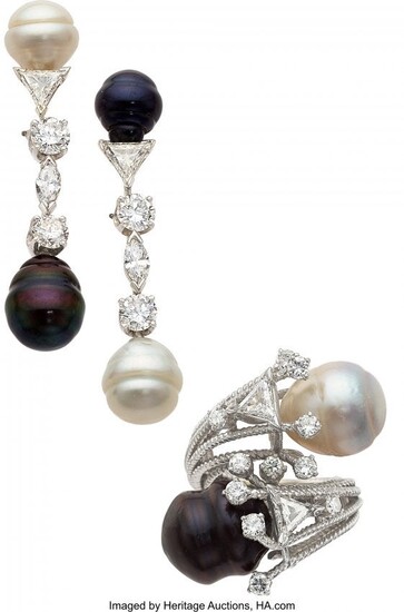 A Diamond, South Sea Cultured Pearl, and Gold Je