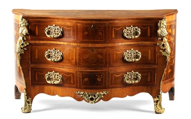A FINE GEORGE II ENGLISH MARQUETRY COMMODE IN THE...