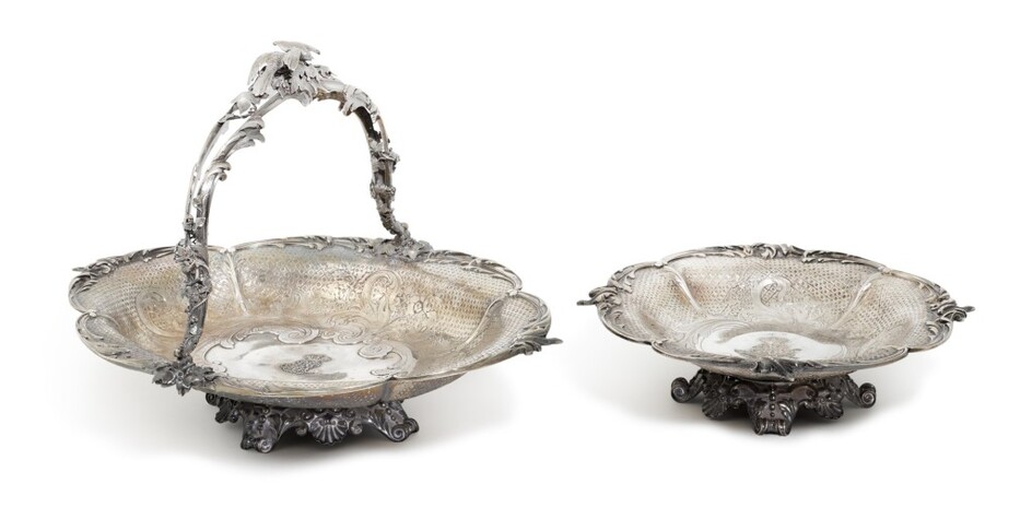 A FRENCH PARCEL-GILT SILVER FOOTED BOWL AND BASKET, FROMENT-MEURICE, PARIS, 19TH CENTURY
