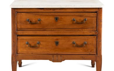 A French Provincial Fruitwood Marble-Top Bureau