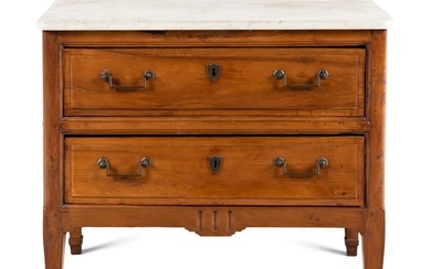 A French Provincial Fruitwood Marble-Top Bureau