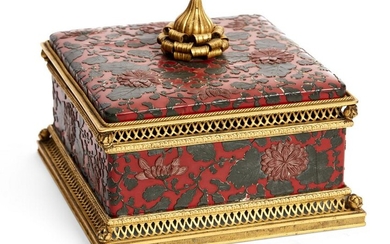 A French bronze & Japanese lacquer box