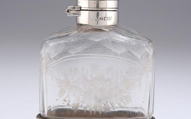 A GEORGE V SILVER AND GUILLOCHÃ‰ ENAMEL-MOUNTED SPIRIT FLASK