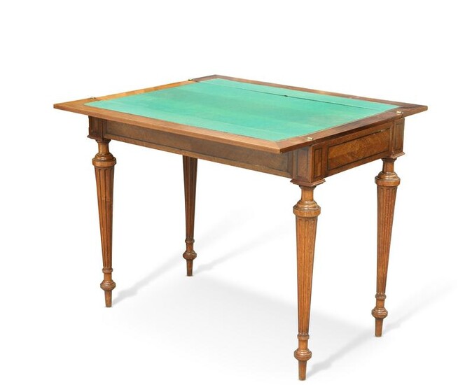 A GOOD FRENCH PATENTED WALNUT GAMING TABLE, LATE 19TH