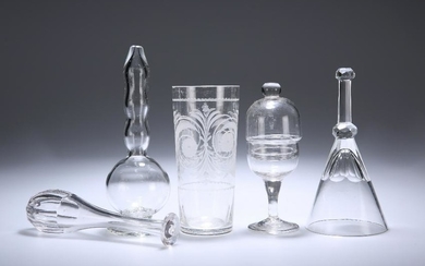 A GROUP OF 19th CENTURY GLASS VESSELS, including a