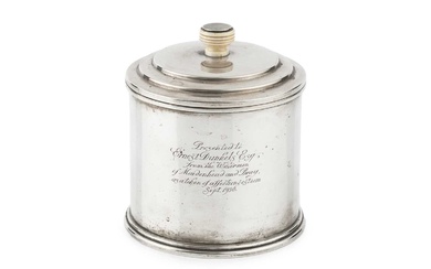 A George V Art Deco silver tobacco jar and cover,...