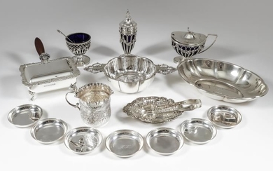 A George V Silver Circular Two-Handled Porringer, and mixed...