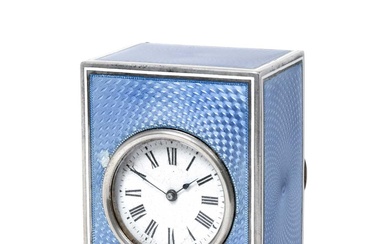 A George V Silver and Enamel-Cased Timepiece The Case by Wright and Davies, London, 1919, The Timepiece Stamped 'Made in France'