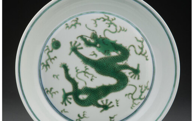 A Green Enameled Dragon Dish (1736-1795)