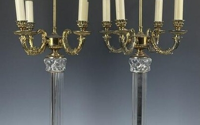 A LARGE PAIR OF BACCARAT SWIRL LAMPS