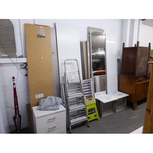 A LARGE SELF-ASSEMBLY WHITE FINISH COMBINATION WARDROBE AND ...