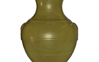 A LARGE TEADUST-GLAZED VASE, QIANLONG SEAL MARK AND PERIOD