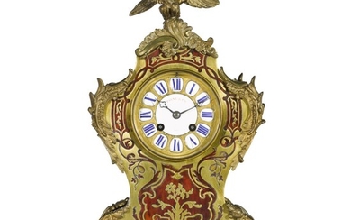 A Louis XV-style gilt-bronze mounted turtleshell contra-boulle mantel clock, circa 1860