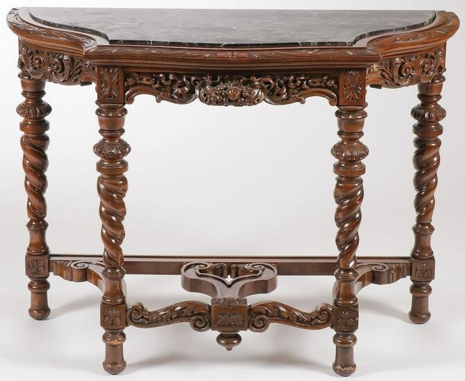 A MARBLE TOP CONSOLE TABLE