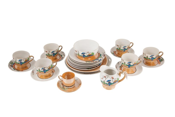 A MID 20TH CENTURY HAND PAINTED JAPANESE TEA SET, with other...