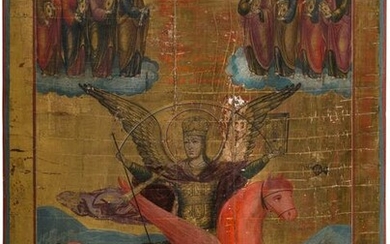 A MONUMENTAL ICON SHOWING THE ARCHANGEL MICHAEL AS