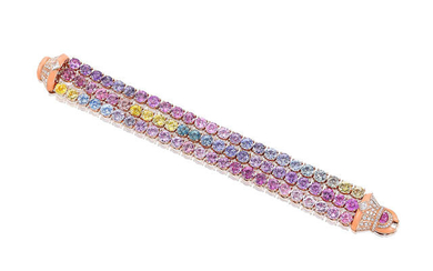 A Multi-Coloured Sapphire and Diamond Bracelet,, by Claudia Ma