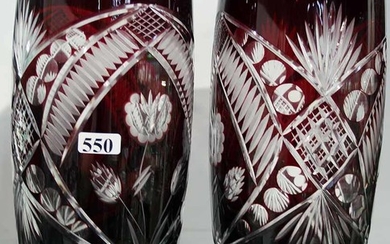 A PAIR OF BOHEMIAN GLASS VASES