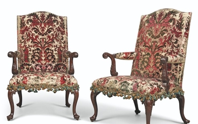 A PAIR OF LATE GEORGE II MAHOGANY ARMCHAIRS