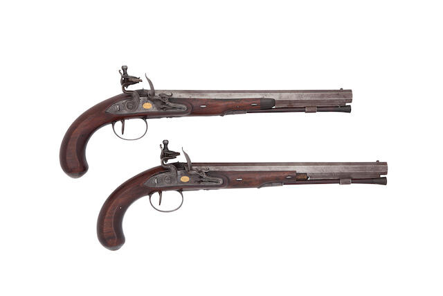 A Pair Of 28-Bore Flintlock Duelling Pistols, By Robert Wogdon Of London, Circa 1785-90