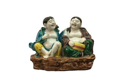 A Pair of Chinese Sancai Figures