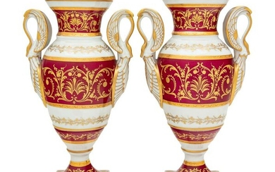 A Pair of French Parcel Gilt Porcelain Vases