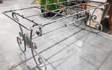 A Partair Style Wrought Iron Garden Table Base (H:74 x L:200 x W:80cm)