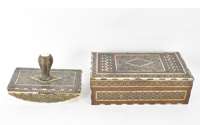 A Persian late Qajar dynasty ink blotter and rectangular for...