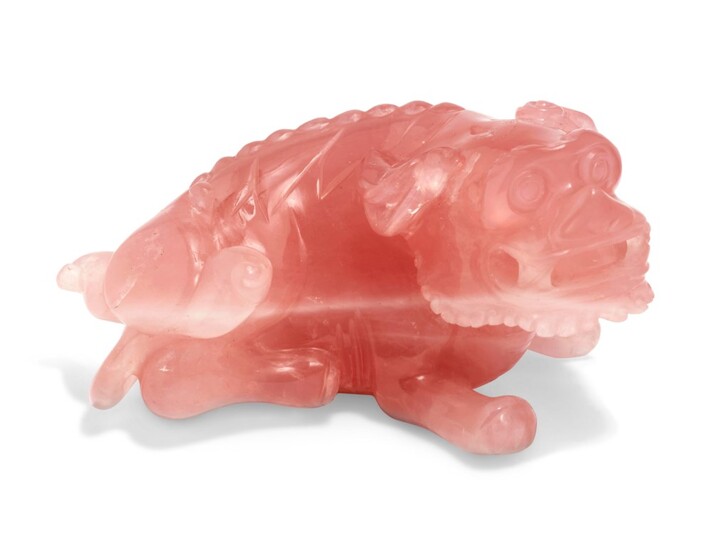 A ROSE QUARTZ CARVING OF A MYTHICAL BEAST, 18TH-19TH CENTURY
